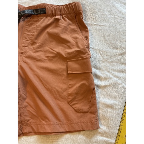 Huk Men's Shorts Medium Orange Cargo Creekbed Pull on Buckle Gorpcore Hiking - Picture 10 of 14